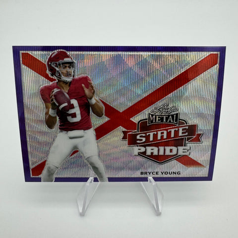 Bryce Young 2022 Leaf Metal State Pride Purple Wave Prizm