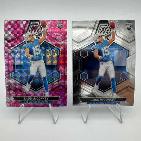 Ladd McConkey 2024 Panini Mosaic RC Pink Camo Prizm