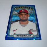 Yadier Molina 2021 Topps Heritage Blue Sparkle