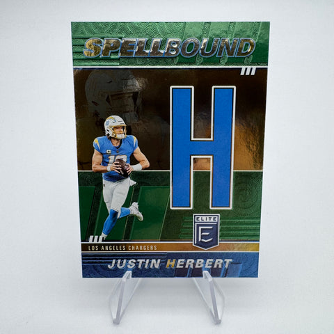 Justin Herbert 2022 Donruss Elite Spellbound Green Letter H
