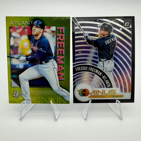 Freddie Freeman 2020 Bowman Platinum Chartreuse Parallel/Purple Prizm Lot