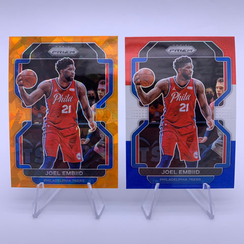 Joel Embiid 2021-22 Panini Prizm Orange Ice/Red White Blue Lot