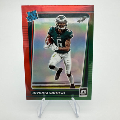 DeVonta Smith 2021 Panini Optic Rated Rookie Preview Red Green Prizm