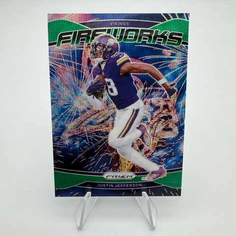 Justin Jefferson 2024 Panini Prizm Fireworks Green Wave Prizm
