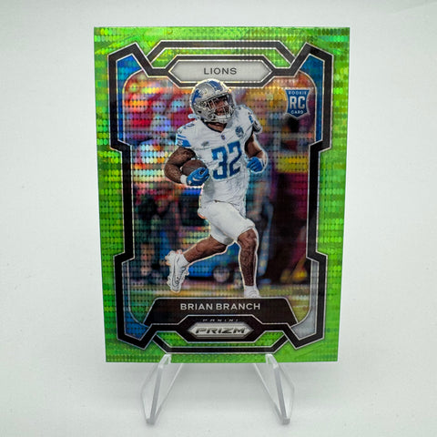 Brian Branch 2023 Panini Prizm RC Neon Green Pulsar Prizm