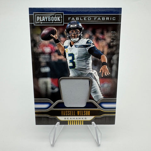 Russell Wilson 2019 Panini Playbook Fabled Fabric Prime /49