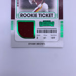 Dyami Brown 2021 Contenders Rookie Ticket Relic