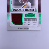 Dyami Brown 2021 Contenders Rookie Ticket Relic