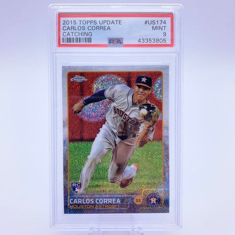 Carlos Correa 2015 Topps Chrome Update RC Speckle Refractor PSA 9