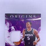 De’Aaron Fox 2021 Origins Relic + 2 Card Lot