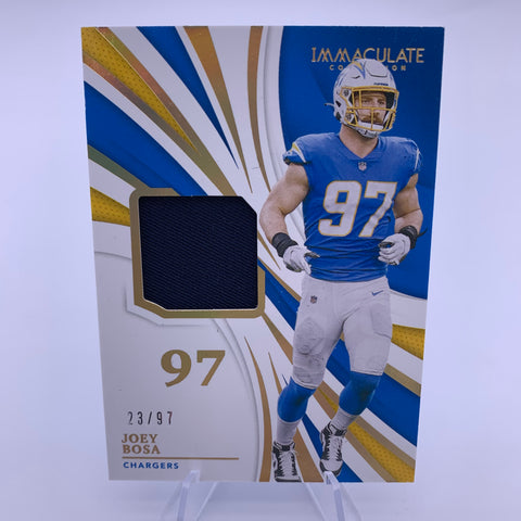 Joey Bosa 2021 Immaculate Collection Game Gear #’d 23/97