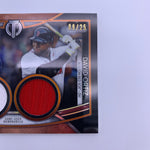 David Ortiz/JD Martinez 2020 Topps Tribute Dual Relic Orange Parallel #'d /25