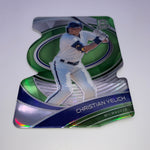 Christian Yelich 2021 Spectra Neon Green Prizm Die Cut #'d 25/25