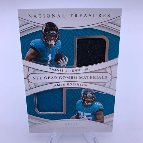 Travis Etienne Jr/James Robinson 2021 National Treasures Combo Materials #’d 55/99