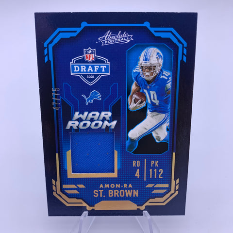 Amon-Ra St Brown 2021 Absolute War Room RC Patch Gold #’d 47/75