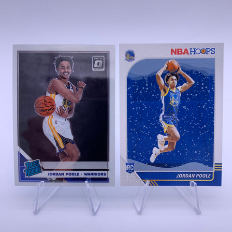 Jordan Poole 2019 Optic Rated Rookie + NBA Hoops Holiday RC