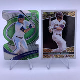 Christian Yelich 2021 Spectra Neon Green Prizm Die Cut #'d 25/25