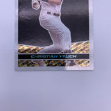 Christian Yelich 2021 Spectra Neon Green Prizm Die Cut #'d 25/25