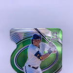 Christian Yelich 2021 Spectra Neon Green Prizm Die Cut #'d 25/25