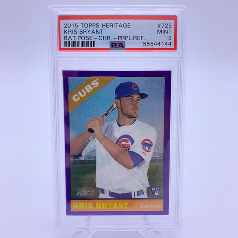 PSA 9 Kris Bryant 2015 Topps Heritage Chrome RC Purple Refractor